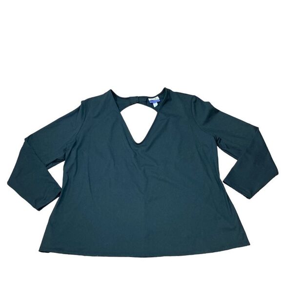 Future Collective by Kahlana Barfield Brown Black Long Sleeve Cutout Back, 3X - Picture 3 of 11